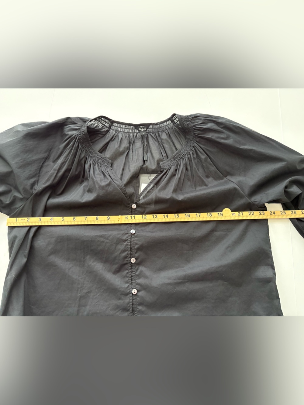 Rails Mariah Blouse True Black Cotton Smocked Peasant Top L NWT - Picture 6 of 14